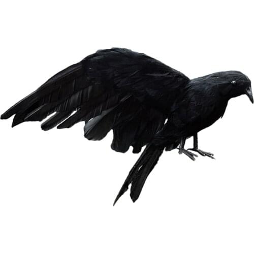 Black Crow Realistic Handmade Artificial Feathered Crow, Photo Props Birds Model Raven Decor Outdoor Indoor Decoration
