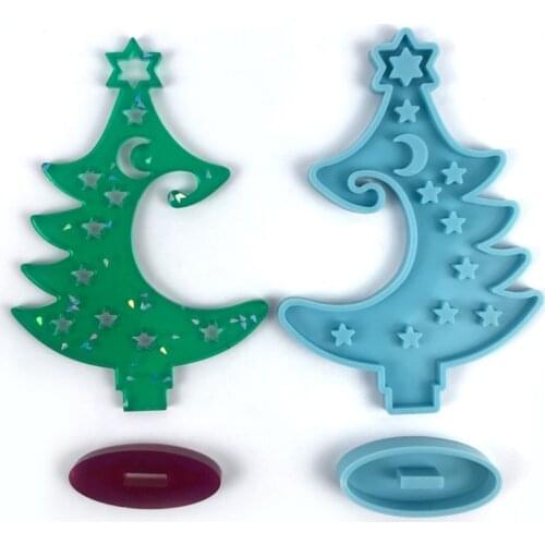 Winter Tree Ring Holder Epoxy Resin Mold Assemble Christmas Tree Silicone Mould DIY Crafts Trinket Box Decorations Mold