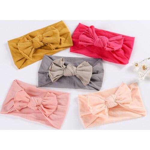 Newborn Bow Headwrap Baby Girl Headband Nylon Bow Knot Baby Hair Band Infant Hair Elastic Turban Kids Hair Accessories