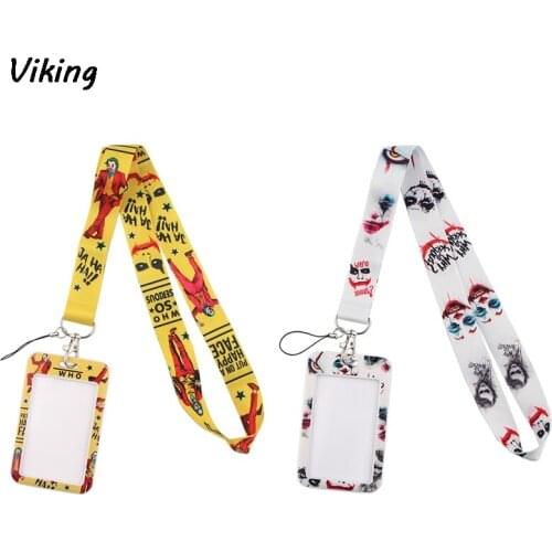 G1796 Horror Clown Card Holders Mobile Phone Neck Strap For Keys ID Card For USB Badge Holder DIY Hang Rope