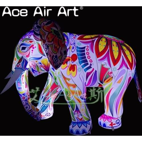 Customized parade performance prop colorful giant inflatable elephant lighting LED painted elephant cartoon for party/amusement