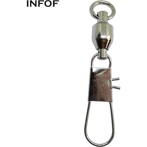INFOF 50pieces/lot Fishing Swivels Ball Bearing Swivel with Interlock Snap Fishing Clip Hook Link Bass Fishing Tackle