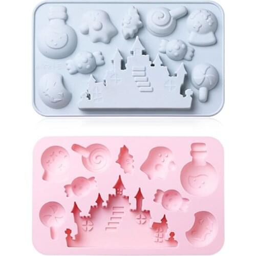 Halloween Silicone Mold Cartoon Candy Pumpkin Castle Funny Shape Chocolate Fudge Mold DIY Pumpkin Baking Tools