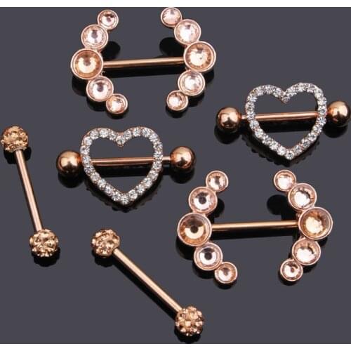 New Arrow Nipple Ring Piercing Bar Rings Barbell Jewelry Creative Punk Body Jewellery Surgical steel Zircon Heart Rings Women