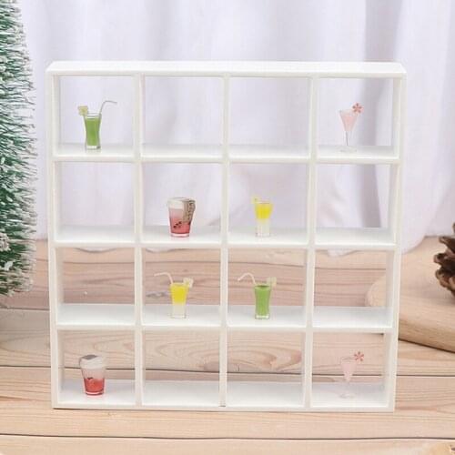 Dolls House Handmade Miniature Wooden 16 Grid Shelves Storage Rack Organizer 1/12 Dollhouse Decor