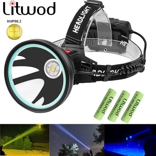 Brightest Xhp90.2 Led Headlamp Fishing Head Lamp Flashlight Torch 32w Bulbs 3* 18650 Battery Power Bank Light Litwod