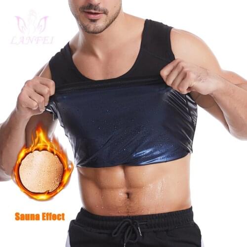 LANFEI Sauna Sweat Vest Men Silver Coating Wasit Trainer Workout Fitness Fat Burning Tank Top Shapewear Slimming Body Shape