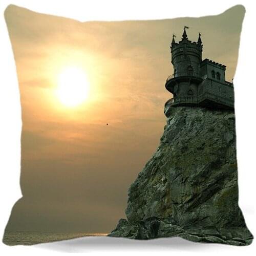 A lighthouse on a cliff of soft square Cushion Cover For Sofa Bed car home Decorative Cotton Polyester Pillow Cover