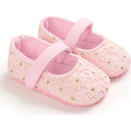 0-18M Newborn Sweet Baby Girl Floral Casual Footwear Soft Soled Toddler Frist Walking Non-slip Crib Shoes