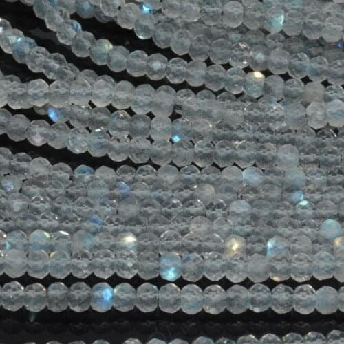 Natural Light & Clean Labradorite Faceted Rondelle Beads 3x4mm , With Strong Flash