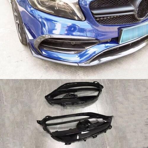 Carbon Fiber Front FogLamp Air Vent Trim Grills Frame For Mercedes-Benz A Class W176 A45 AMG A180 A200 Sport 2016 - 2017