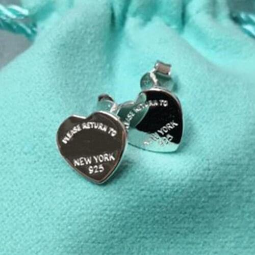 Classic ladies S925 sterling silver heart-shaped silver earrings jewelry couple holiday anniversary love gift