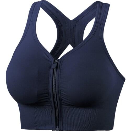 Front Zipper Sports Bra Women Underwear Push Up Crop Top Bras Solid Athletic Vest Gym Fitness Shirt Sportswear