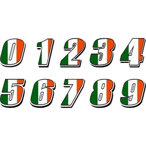 Three Ratels Car Styling Racing Numbers Vinyl IRELAND FLAG Stickers Auto Moto ATV Decor Waterproof DIY Accessories