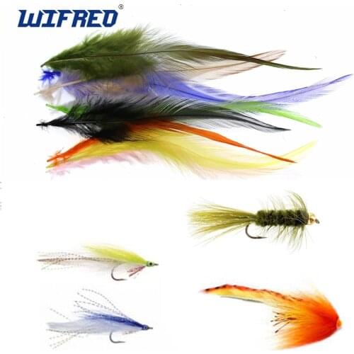 Wifreo 50PCS Rooster Saddle Hackle Fly Tying Feathers Cock Schlappen for Trout Salmon Steelhead Bass Saltwater Streamer Tying