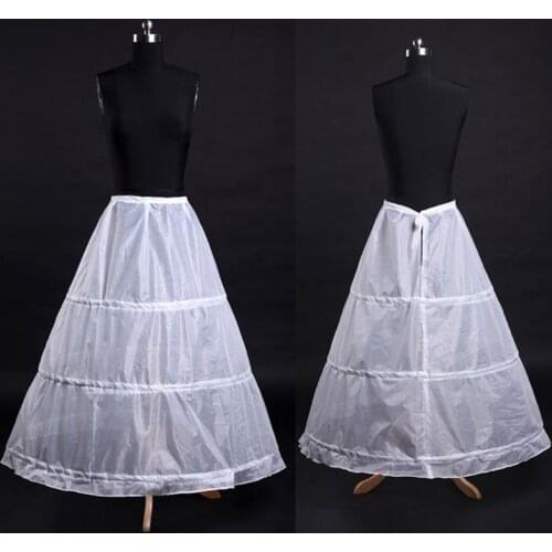 Womens A-Line Full Length 3 Hoops Petticoat Wedding Slips Crinoline Underskirt