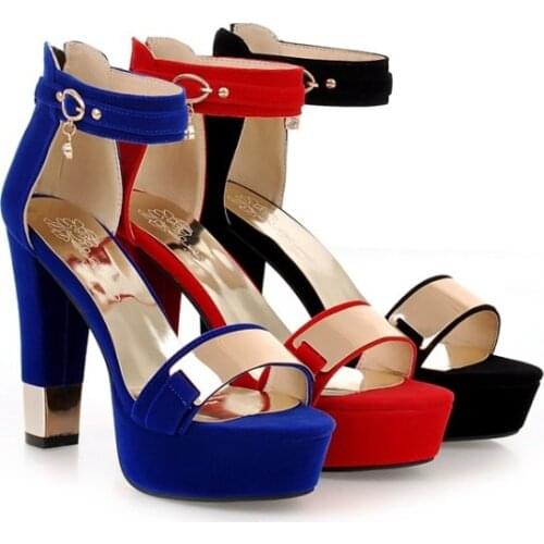 2021 New Summer Platform Sandals Women Ladies Shoes Thick Heels Sandals High Heels Suede Fashion Sandals Plus Size 34-43