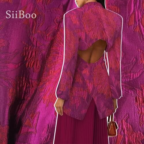 French romantic floral style rose red jacquard brocade fabric for women evening dress cheongsam tissus au mètre telas SP6116