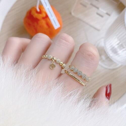2021 New Fashion Brand Jewelry Crystal Geometric Adjustable Rings for Women Delicate Gift Engagement Rings