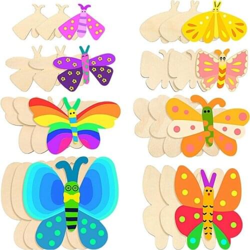 24 PCS Blank Wooden Butterfly Unfinished Wood Butterfly Crafts for Kids Painting DIY Make Home Decoration