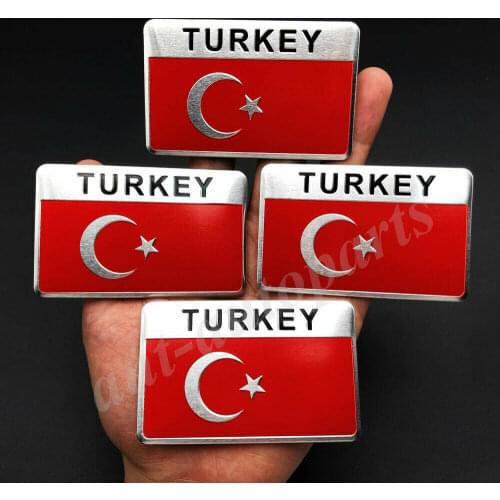 4x Metal Turkey Turkish Flag Car Emblem Badge Motorcycle Sticker Decals Fairing