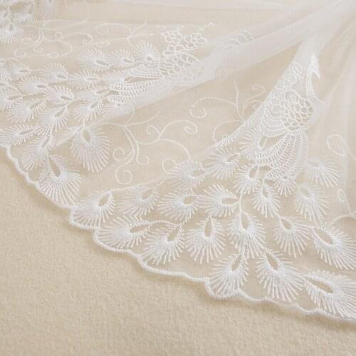 5Meters/lot width 35CM European style white mesh lace trim bird/peacock pattern wedding dressing lace accessories X234