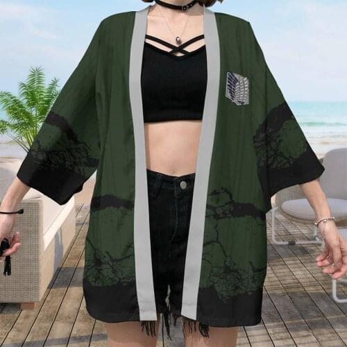 Anime Attack on Titan Cloak Kimono Cardigan Robe Cospaly Costume Print Casual Coat