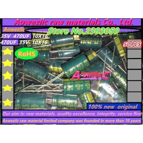 Aoweziic 50 PCS 35V 470UF 10*16 high frequency low resistance electrolytic capacitor 470UF 35V 10X16