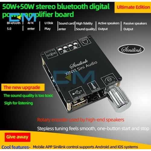 Bluetooth 5.0 TPA3116 Digital Power Amplifier Board Dual Channel 50W*2 100W*2 Speaker Stereo Audio AMP Module XY-C100L XY-C100H