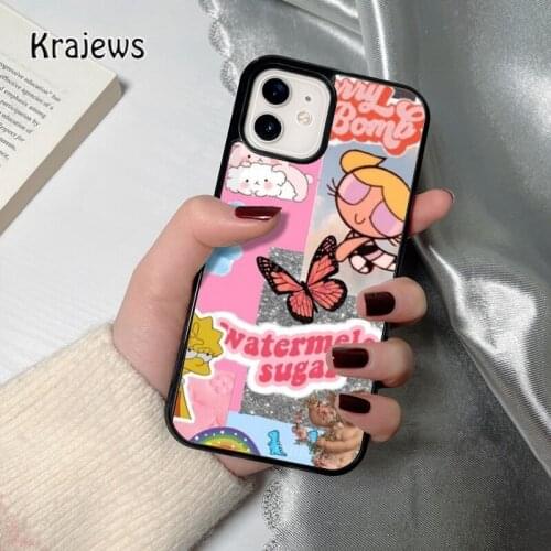 Krajews Pink Aesthetic butterfly coque Phone Case for iPhone 12 mini 5 6S 7 8 PLUS X XS XR 11 PRO MAX SE 2020 Cover Funda Shell
