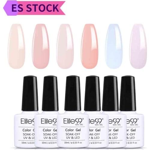Ship From ES Elite99 6pcs/Kit Gel Polish Set 10ml Nude Series Manicure Set Semi Permanent Glitter Hybrid Varnish For Nails