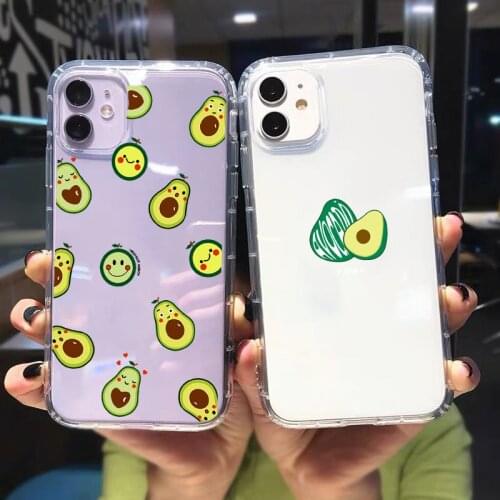 GYKZ Cute Avocado Fruit Phone Case For iPhone 12 11 Pro XS MAX 7 X SE 2020 X XR 6 8 Plus Transparent Soft Cover Silicone Fundas