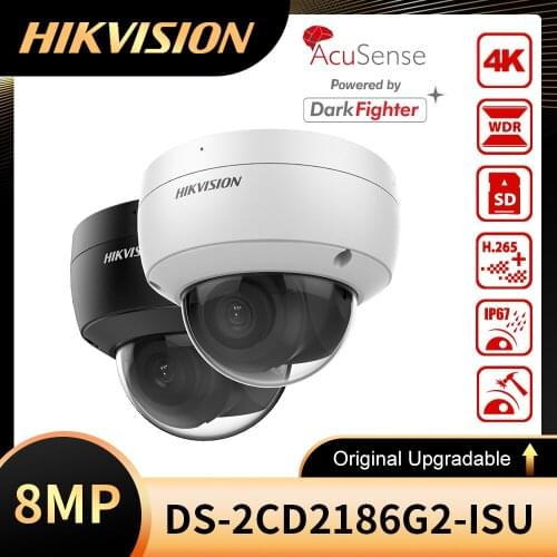 Original English Hikvision DS-2CD2186G2-ISU 8Mp CCTV POE IR 4K Acusense Fixed Dome Network Camera