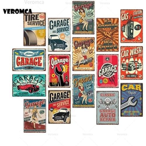 Classic Car Poster Metal Plate Auto Tin Sign Retro Art Wall Stickers Living Home Decor Plaques Vintage Garage Door Decoration