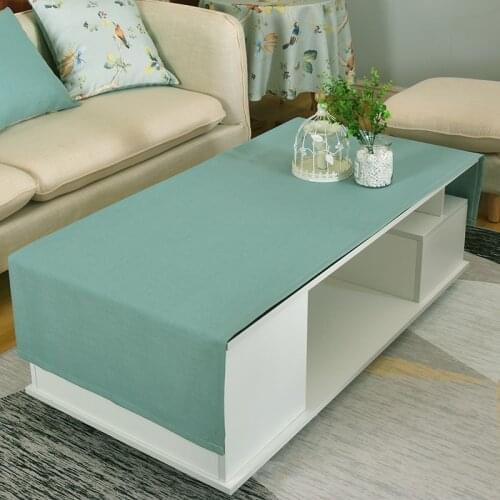 Desk coffeeTable Tablecloth Nordic Green Color Solid Color Cute Square Tea Table Cover Towel Strip Korean Country Tea Towel