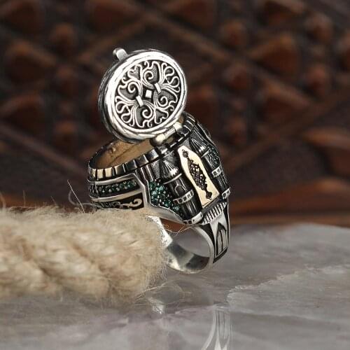 Zircon 925 Silver Engraved Traditional Handmade Turkish Signet Ring Best Craftmanship High Quality Jewelry Gift for Women Men