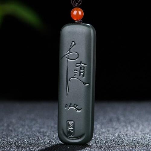 Natural A hetian jade double Hand-Carved jade black green jade pendant jade necklace men pendants jewelry