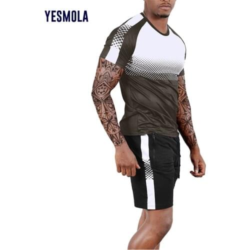 YESMOLA Mens Basketball T-shirt Shorts 2-piece Suit Men Tracksuit Sports Suits Sportswear Gym Clothes Running Jogging Suit