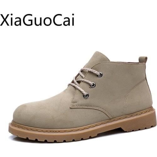 Autumn and Spring Round Toe Mens Casual Ankle Boots Retro High-top Mens Martin Boots Rome Style Rubber Boots