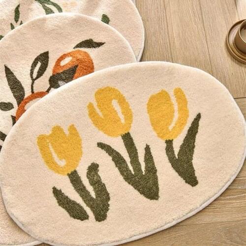 Soft Flower Bath Mat Bathroom Carpet Absorbent Microfiber Furry Foot Mat Anti-slip Carpet Home Decor Door Mat