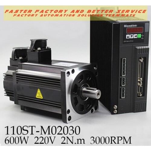 Servo Motor Set AC Servo Motor + Servo Driver 110ST-M02030 600W 220V 2N.m 3000RPM