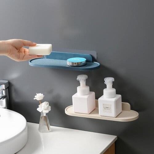 Wall Mounted Bathroom Shelf Storage Rack ABS Shower Caddy Toothbrush Cup Cosmetics Shampoo Holder Bathroom Organizer Shelves