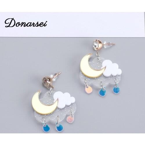 Donarsei 2020 New Fashion Cloud Acylic Earrings For Women Cute Female Moon Raindrop Drop Dangle Earrings