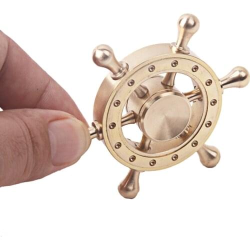 Marine Steering Wheel Brass Hand Finger Spinner Spinning Top Novelty Gryo Toys