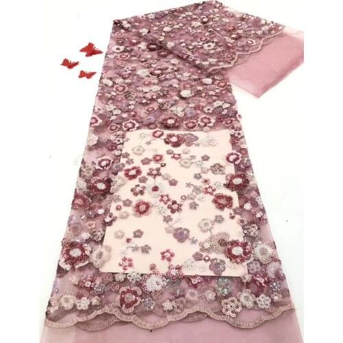 Newly designed lace Nigeria lace fabric embroidered African sequin lace fabric French lace female evening dress D41891