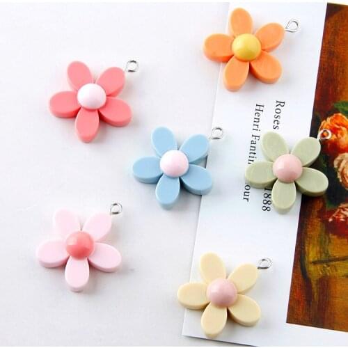 New style 30pcs/lot color printing cartoon flowers shape acrylic florals diy jewelry earring/garment pendant accessory