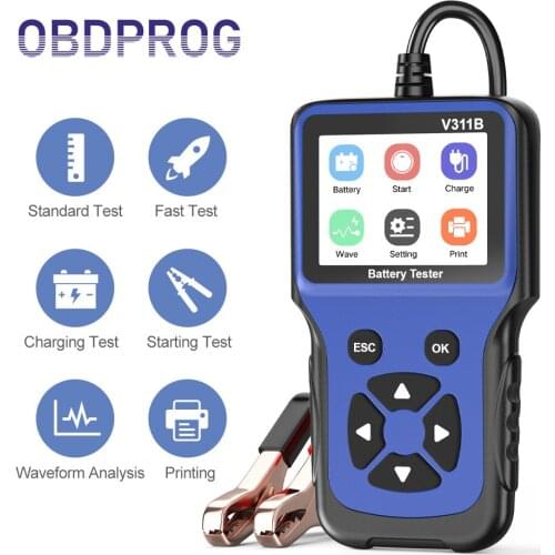 OBDPROG V311B Car Battery Tester 12V 100 to 2000CCA 12 Volts Battery tools for the Car Quick Cranking Charging Diagnostic