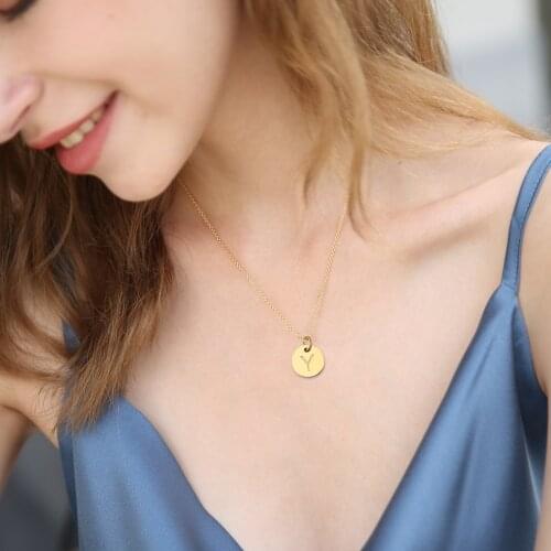 MYLONGINGCHARM Initial Necklace Gold Rosegold Stainless Steel A-Z Letter Necklace Alphabet Jewelry for gift