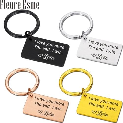Couples Engraved Boyfriend Girlfriend Keyring Personalized Name Husband Anniversary Valentine Day Gift Keepsake Car Keychins