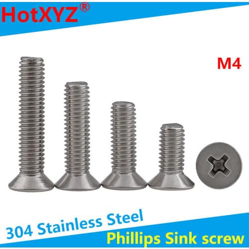 Philips Flat Head Machine Screw KM 304 Stainless Steel Cross Countersunk Head Bolt GB819 M2 M2.5 M3 M4 30Pcs